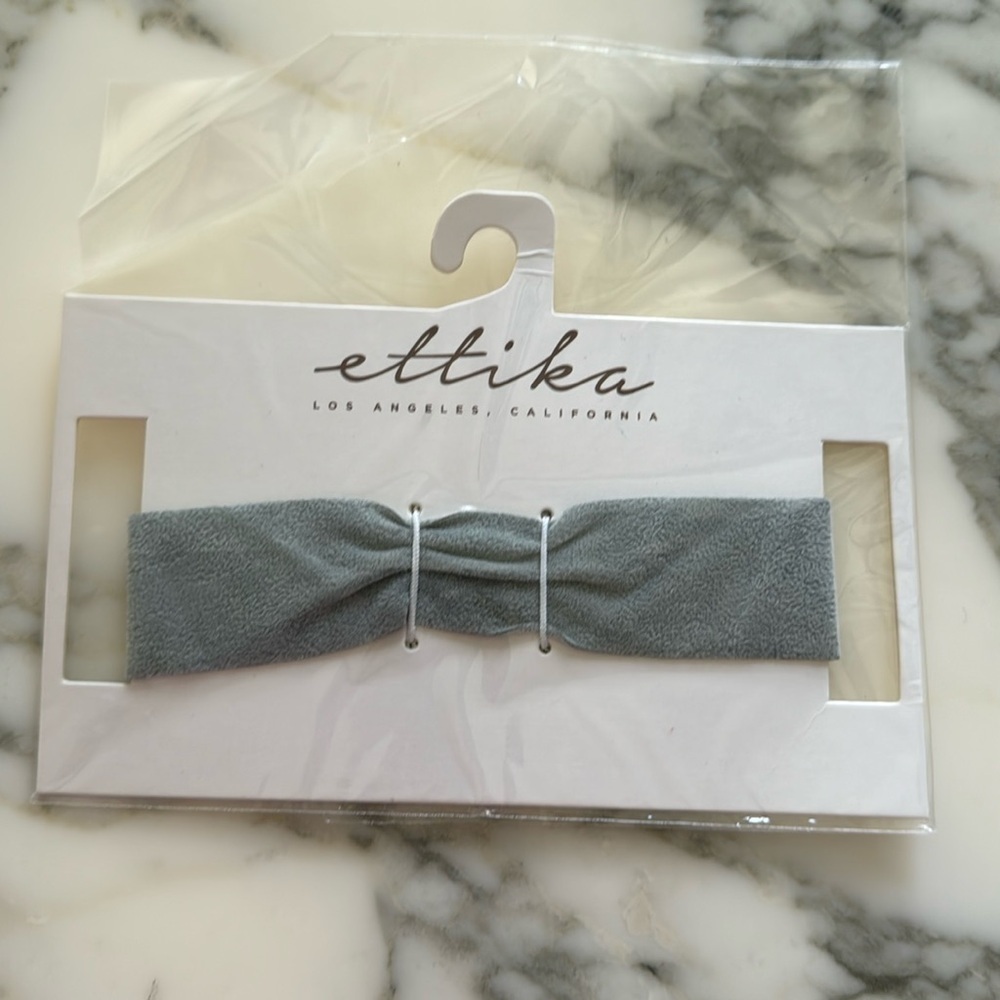 NWT Ettika Sage Green Wide Vegan Suede Choker Necklace 1.25” Adjustable Boho